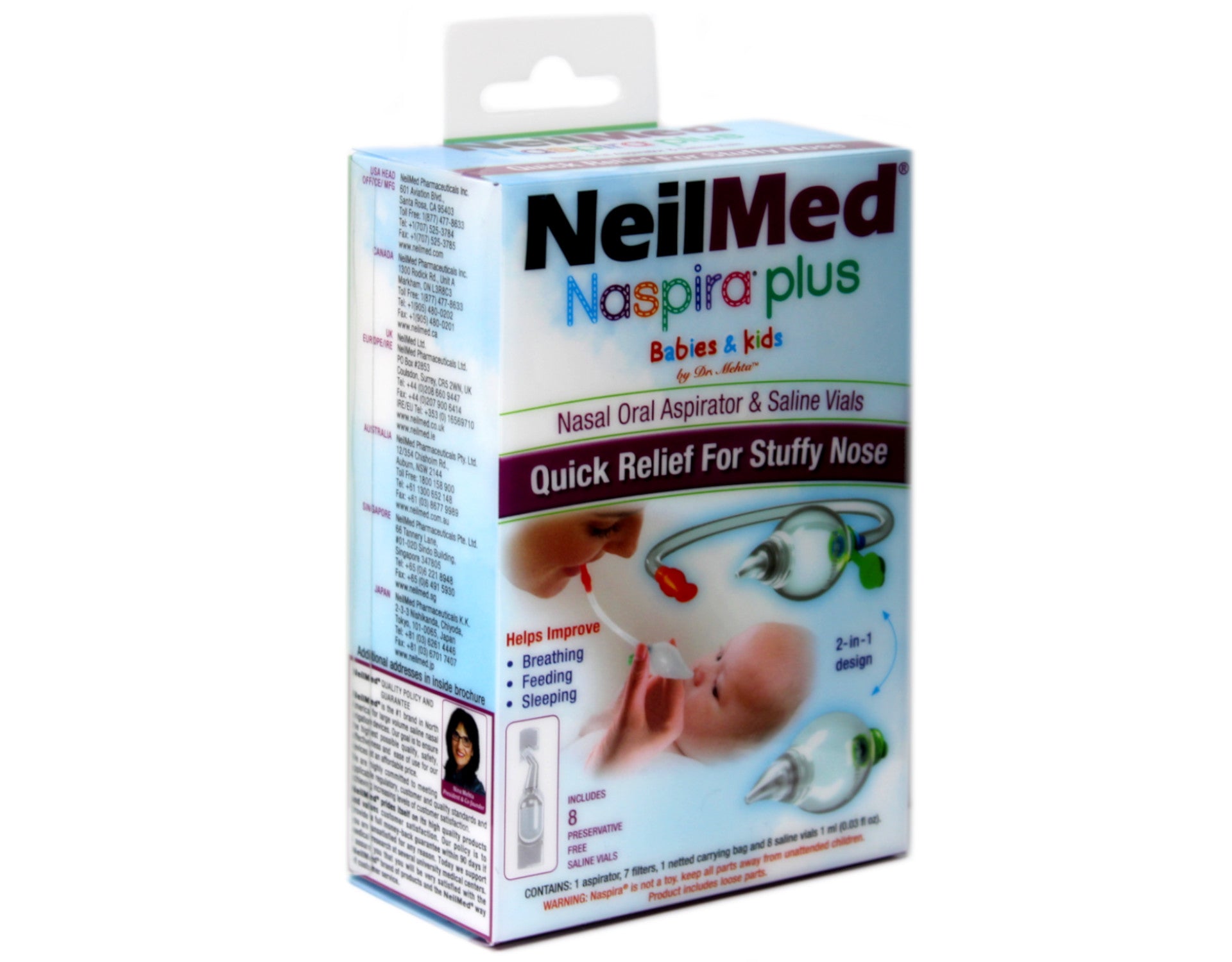 NeilMed Naspira Plus Babies & Kids Nasal-Oral Aspirator with Saline Vi