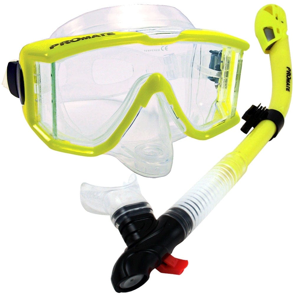 Promate Pro Viewer Purge Mask and Dry Snorkel Combo Set for Scuba Diving  Snorkeling SCS0005 – GetWetStore