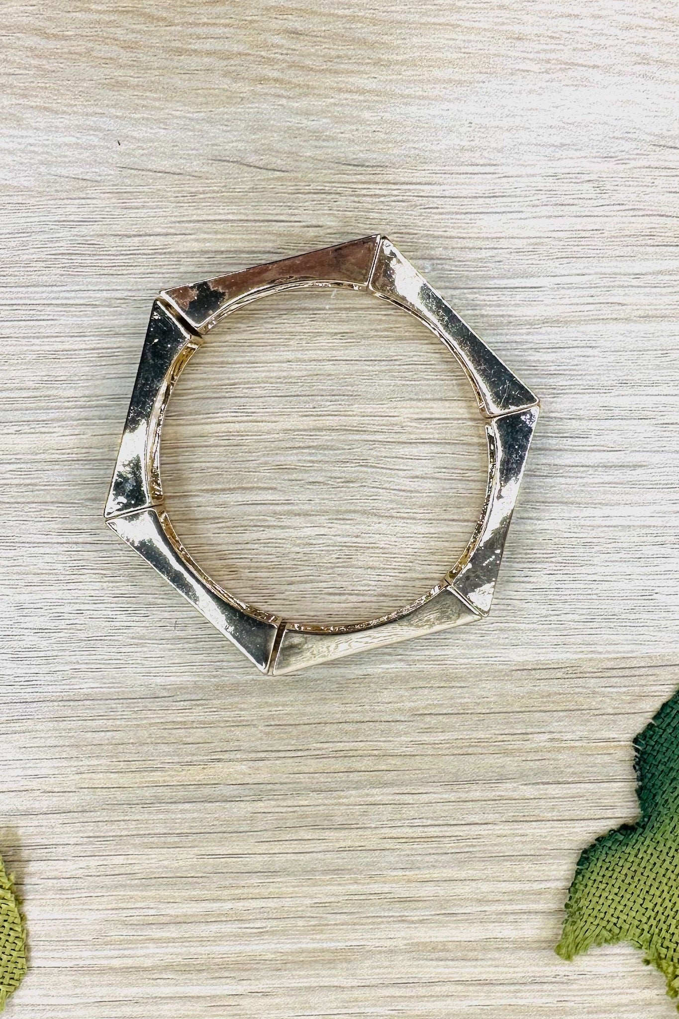 Gold Hexagon Aurora Bangle Bracelet in Black