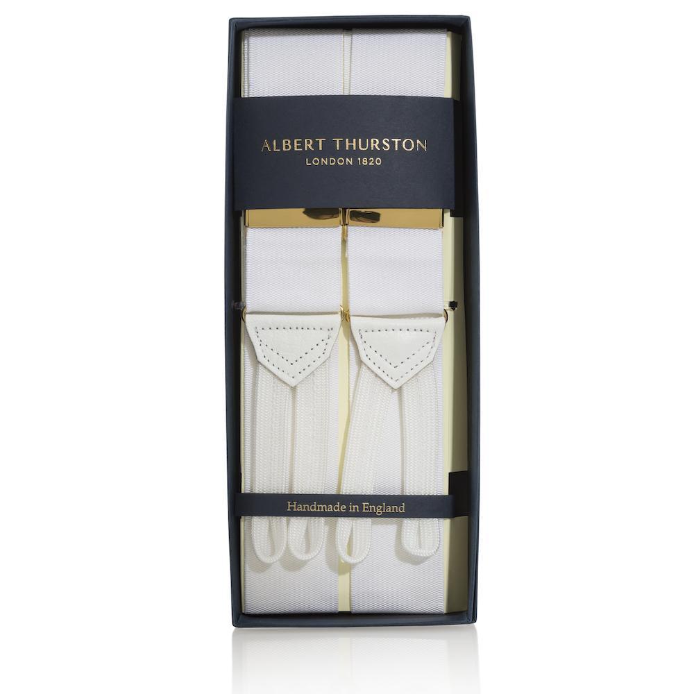 White Leather Braces - The Armoury