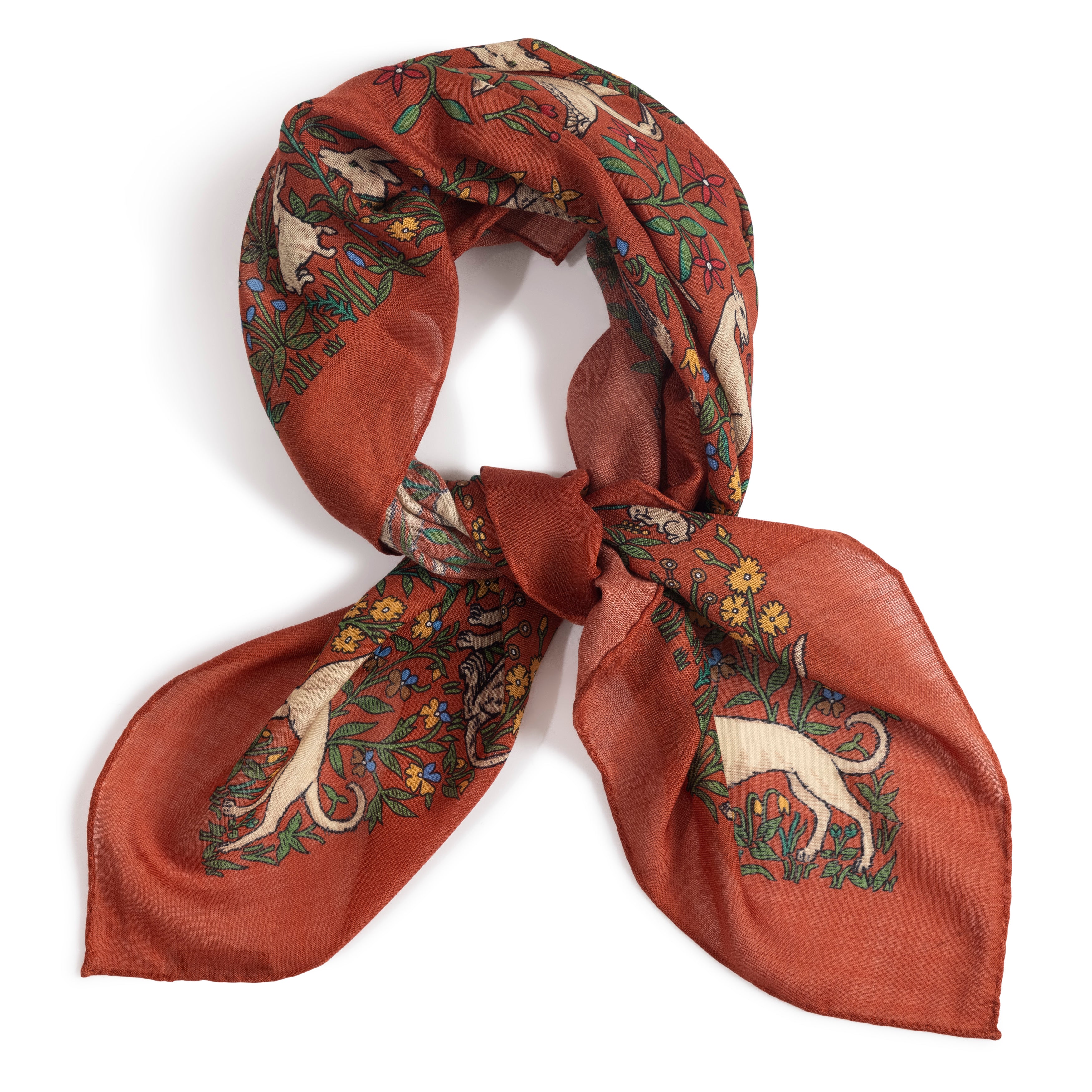 Black Unicorn Print Wool-Silk Square Scarf – Drakes US