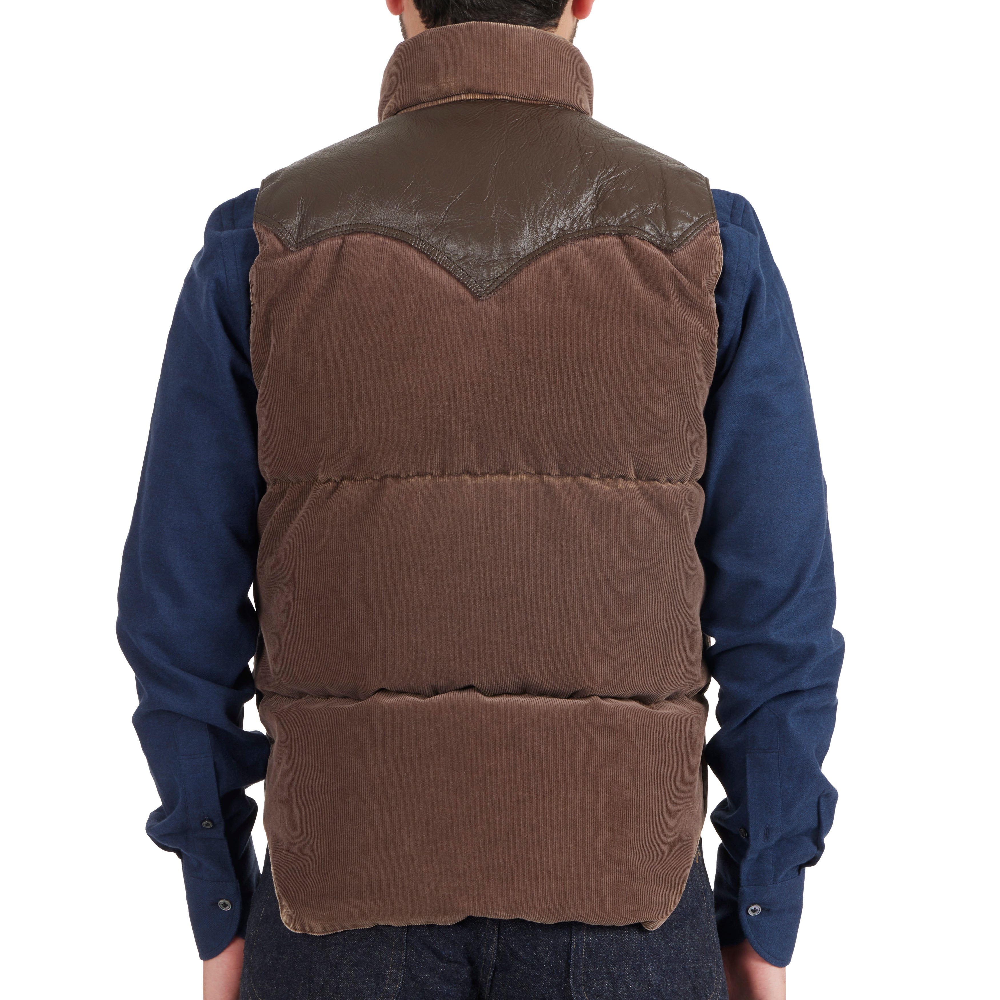 Corduroy/Leather Down Vest