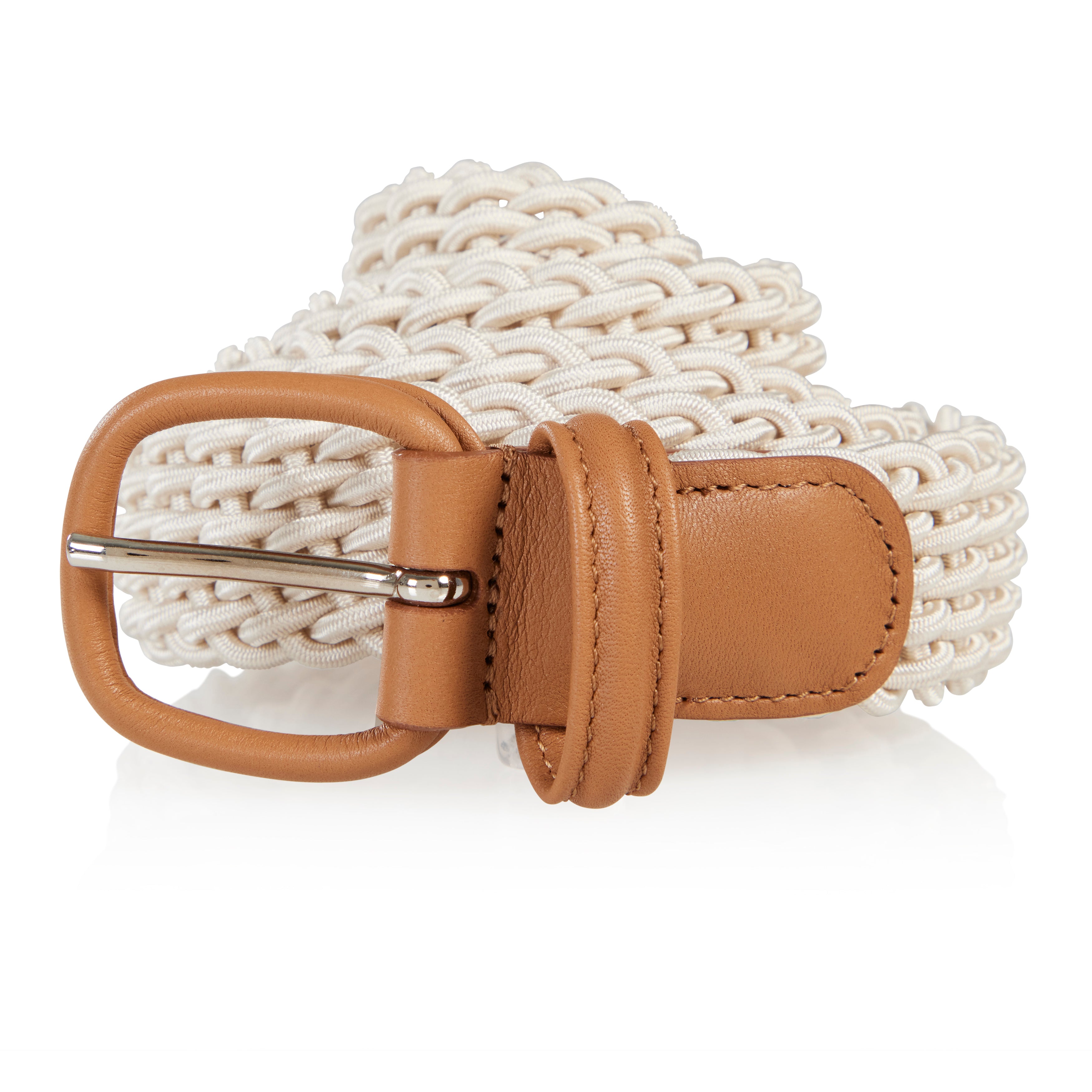 Brown Woven elasticated leather belt, Anderson's