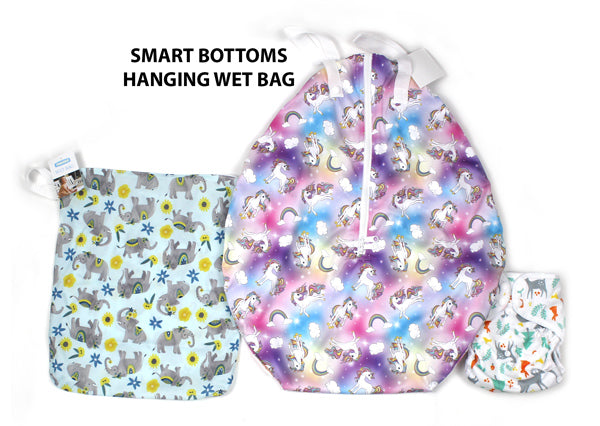 Smart Bottoms hanging wet bag size comparison