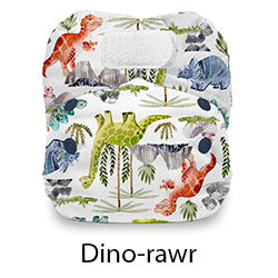 Thirsties Natural Newborn AIO Hook and Loop Dino-rawr