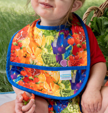 baby wearing washable bib made in usa