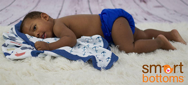 blue dream diaper on a baby