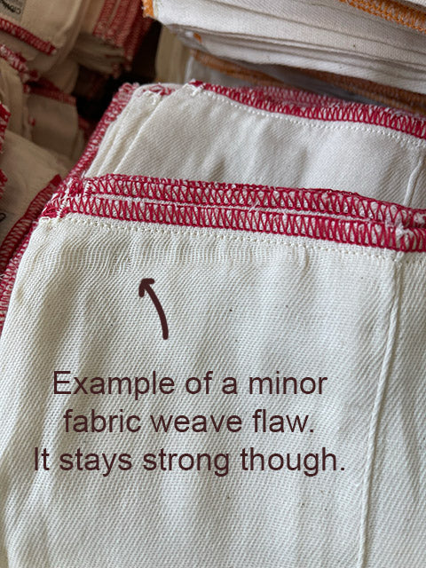 fabric flaw in second quality prefold diaper