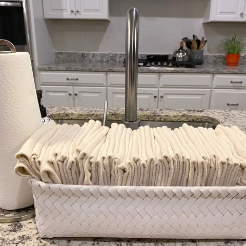 Paper towel alternative cloths in the kitchen