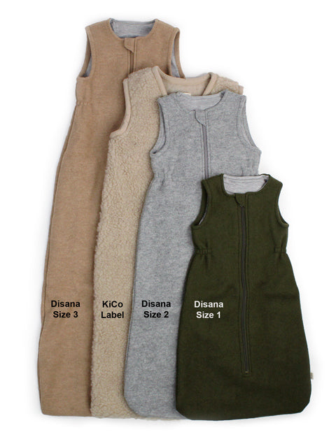 wool sleep sacks size comparison