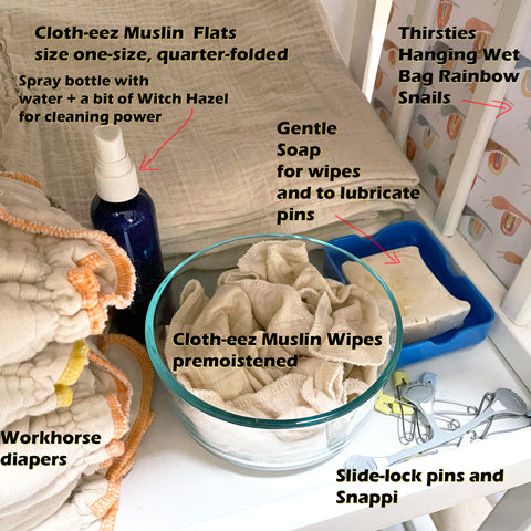 cloth wipes at the changing table