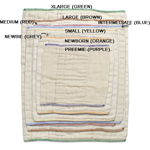 sizes of prefold cloth diapers compared