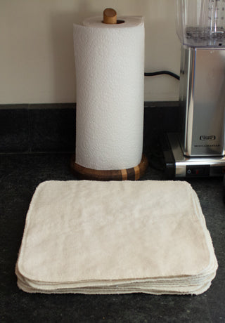 paper towel alternative cloths on kitchen counter