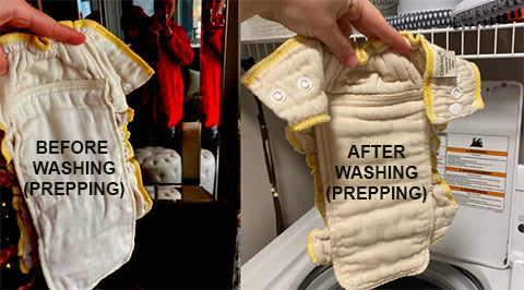 Workhorse diaper before and after prepping
