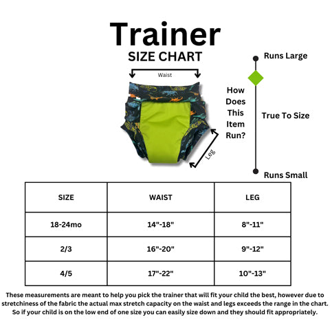 size chart potty training pants