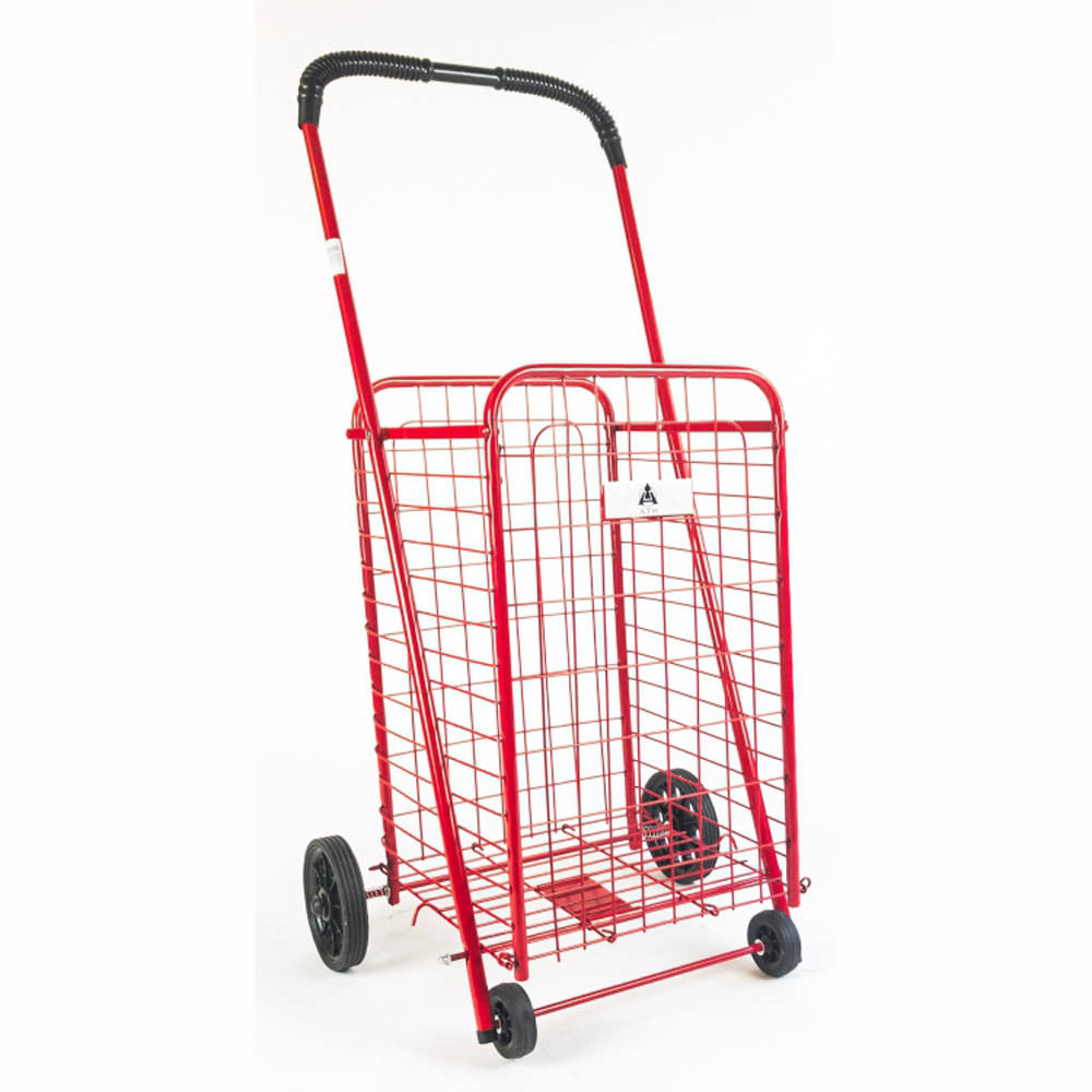 ATHome Small Deluxe Rolling Utility / Shopping Cart - Stowable Folding