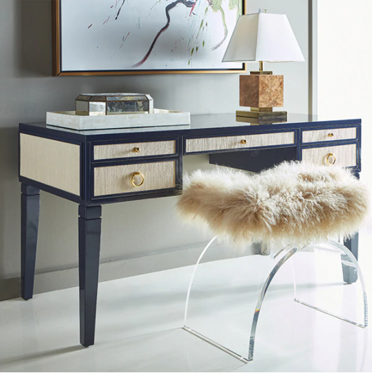 navy and gold desk