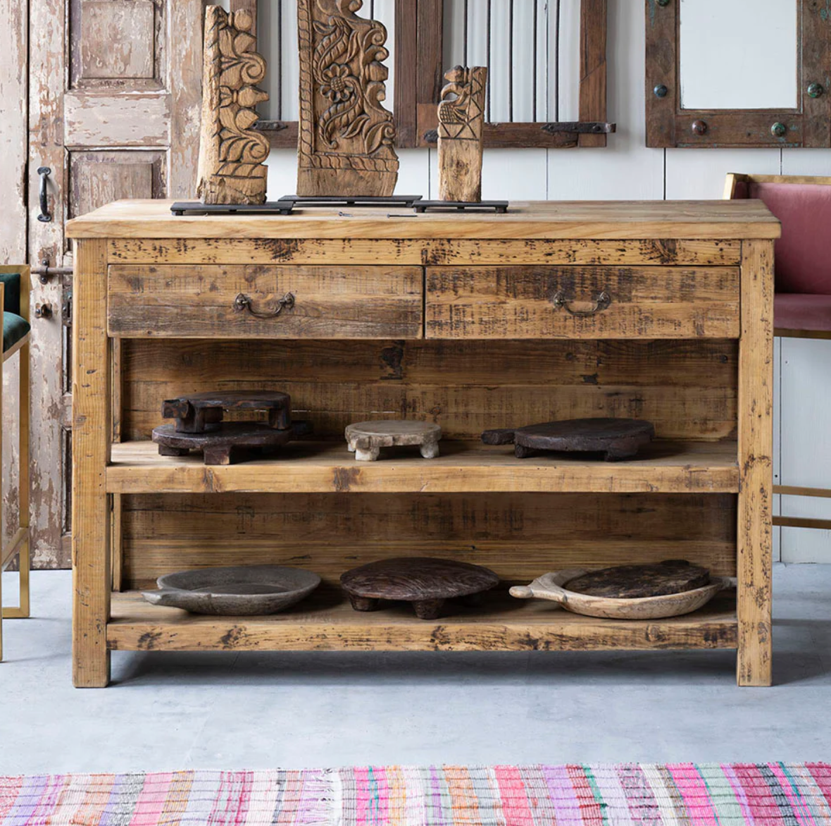 rustic timber buffet