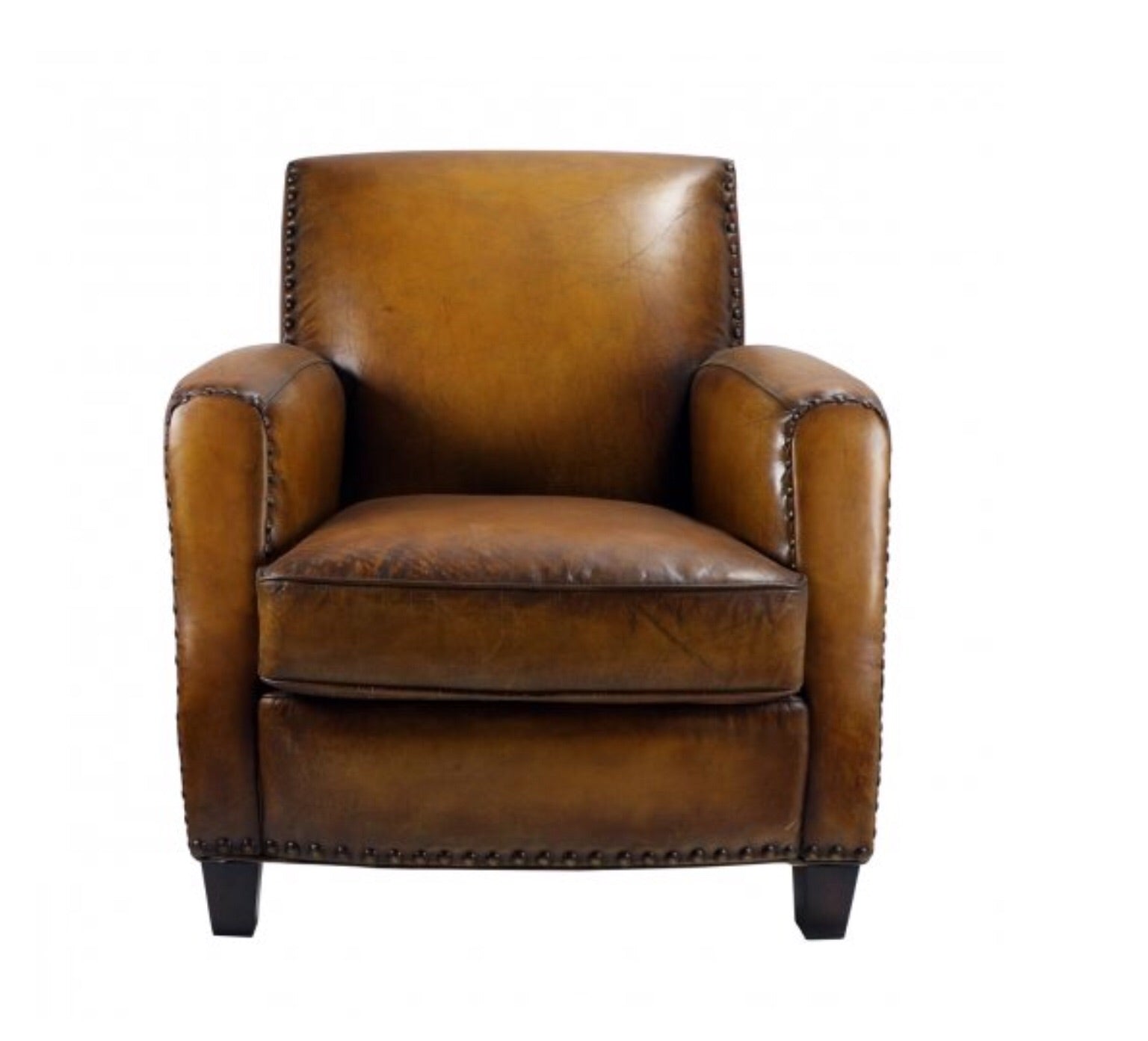 camel colored leather chair