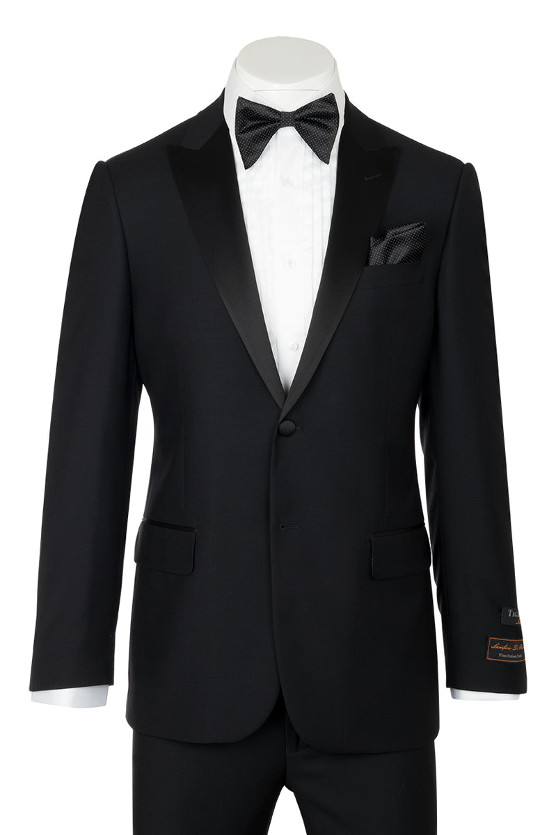 Tiglio Luxe Tufo, Modern Fit, Black, Pure Wool Tuxedo TIG1001 – Italian ...