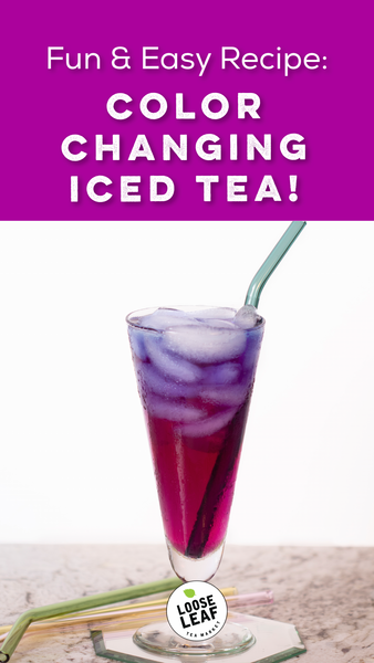 tall glass with color changing iced tea