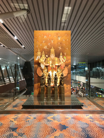 The beautiful artwork that greets you as you arrive in Bangalore International Airport