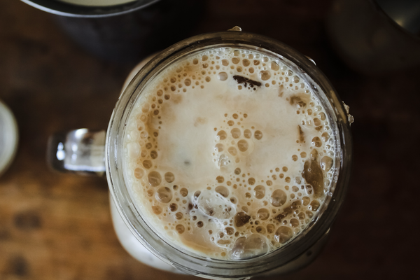 Smooth Jazz tea latte over ice.