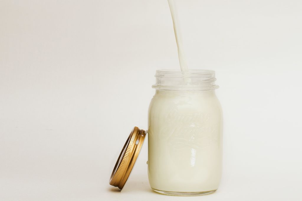 plant based milk in mason jar