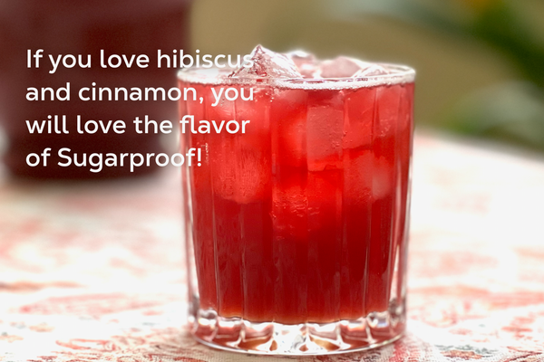 A glass of Sugarproof tea served over ice.