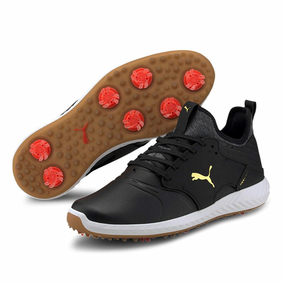 colegio carolino Inflar Puma IGNITE PWRADAPT Caged Crafted Golf Shoes - Black/Gold