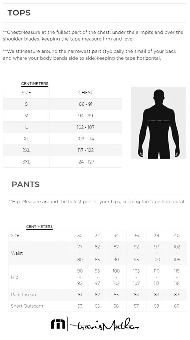 Travis Mathew Golf Men's Size Guide