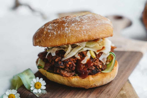 Pulled BBQ Jackfruit Burger with Fennel Slaw