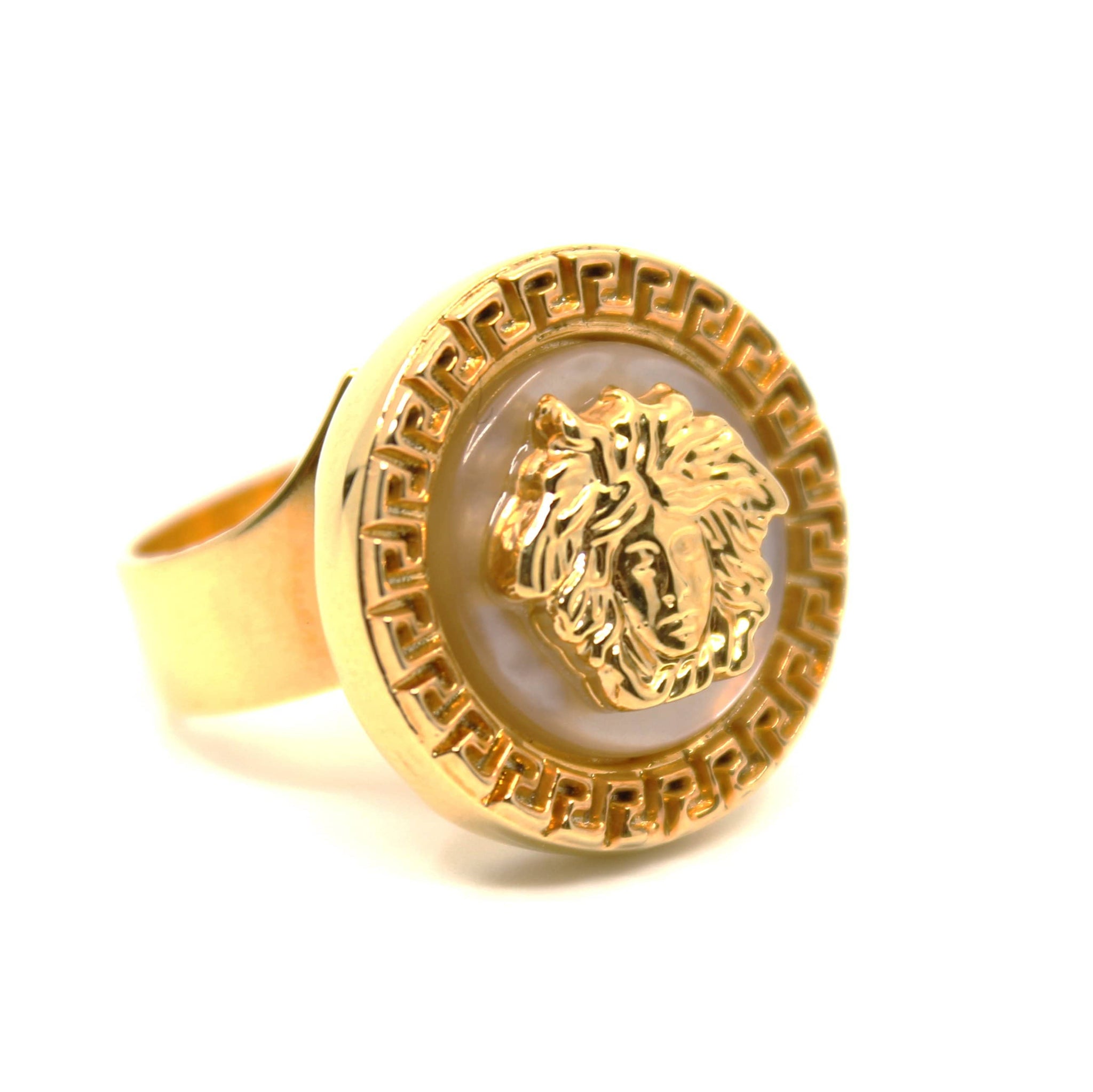 versace mother of pearl ring