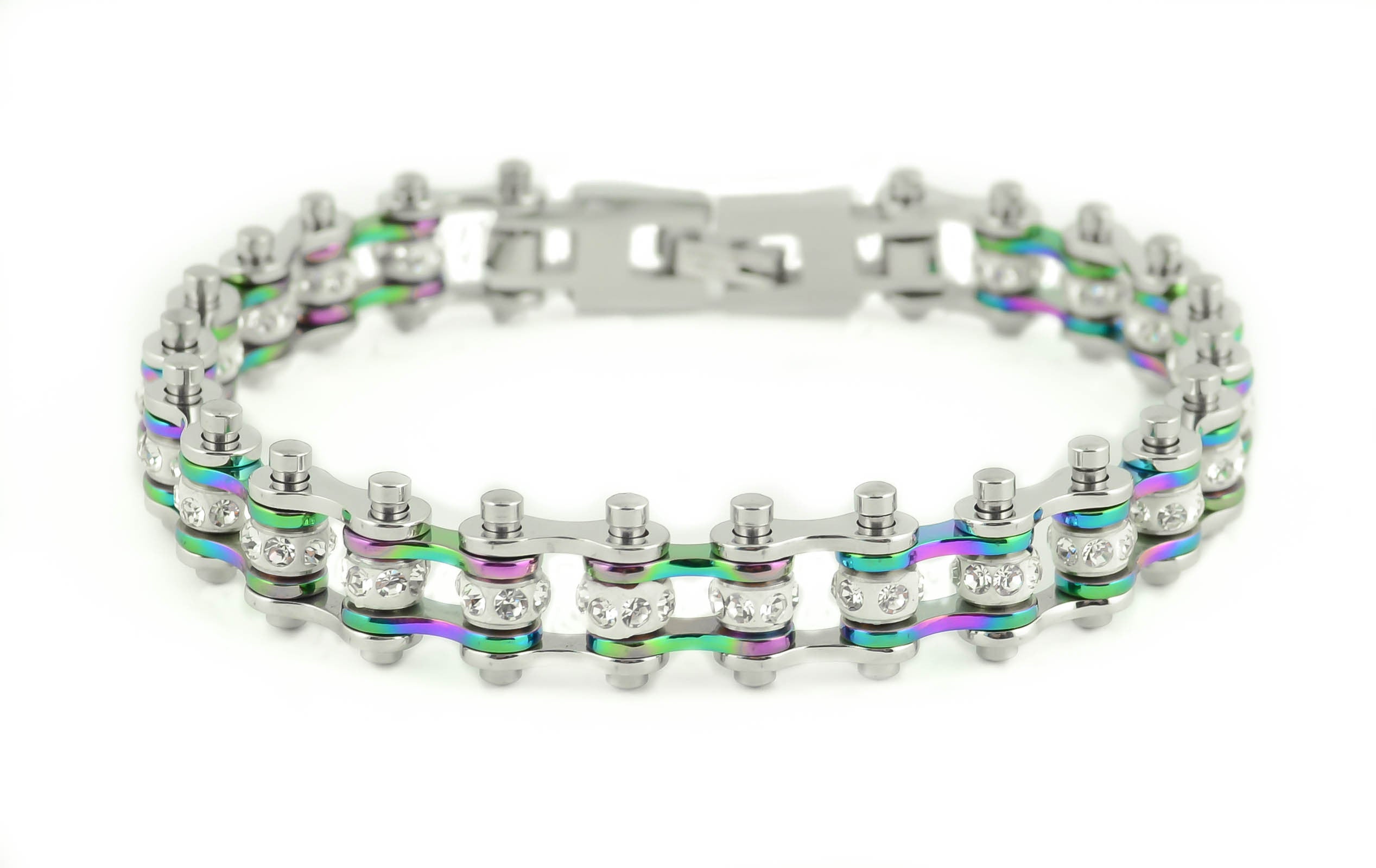 Mini Bling Crystal Bike Chain Rainbow