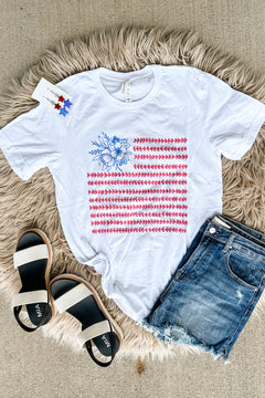 Floral Flag Graphic Tee - White