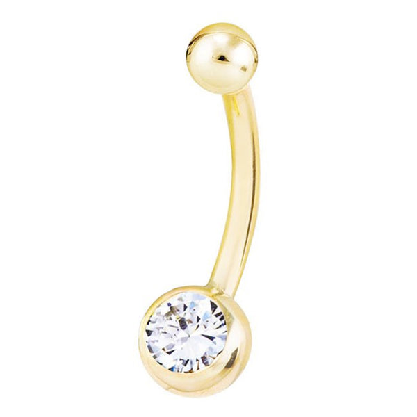 Gold Belly Rings. Solid Gold with a Bezel Set GENUINE DIAMOND – The ...