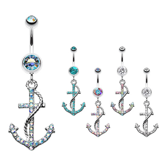 cute anchor belly button rings