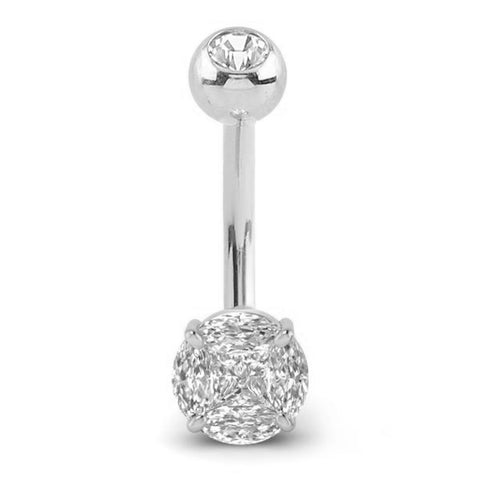 White Gold Belly Rings. Classic 14K 