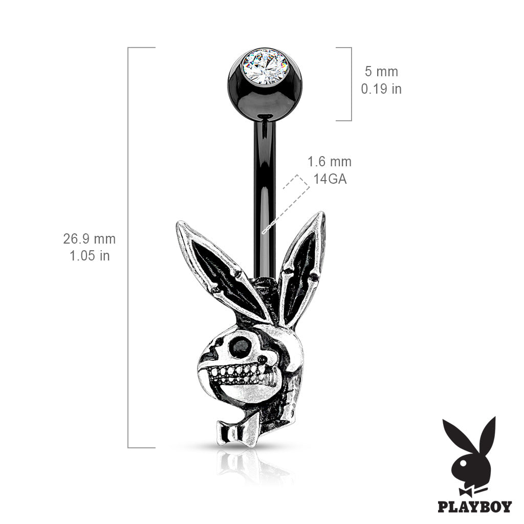 Official C Playboy Belly Rings Black Titanium Skull Playboy Bunny Bar The Belly Ring Shop