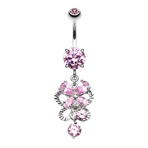 CUTE 316L Surgical Steel Butterfly Layer Belly Dangle in Pink or Clear ...