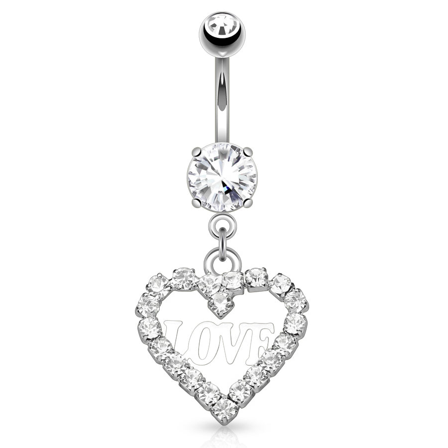 Love Declaration Heart Belly Ring 14g Surgical Steel Body Jewellery The Belly Ring Shop