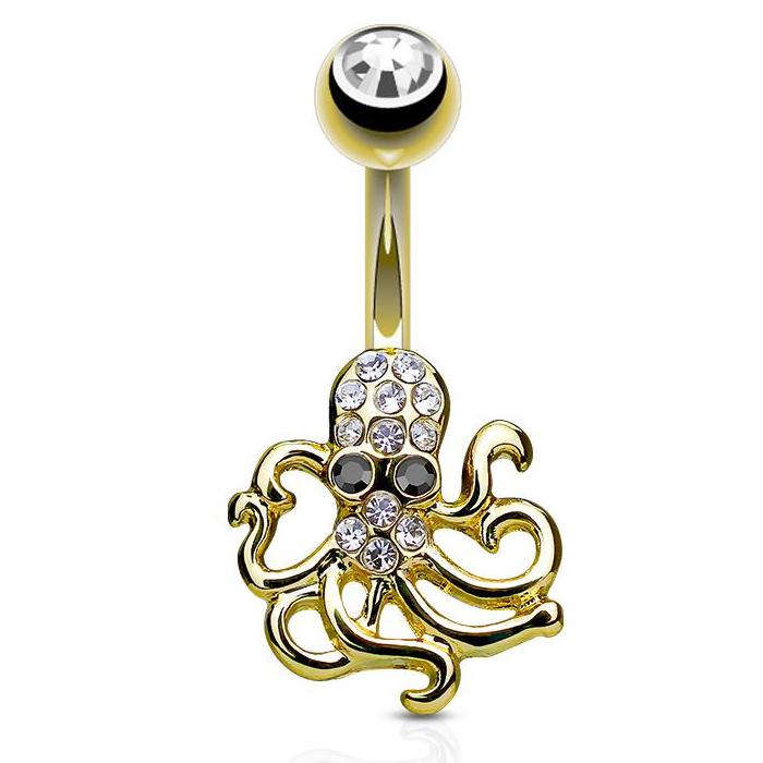 Gold Octopus Belly Ring. Quality Gold 