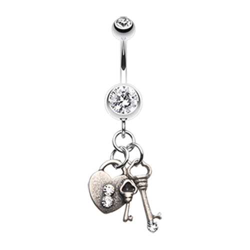 Long Dangling Pandora's Box Key Charm Belly Button Ring – The Belly ...