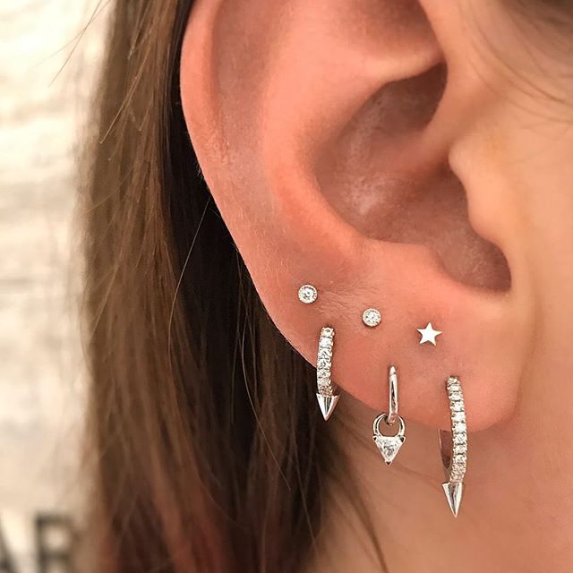 Genuine Diamond Threaded Stud Earring 