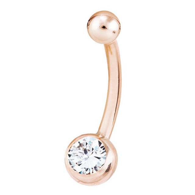Solid 14k Rose Gold Navel Jewellery paved with Champagne Diamonds – The ...