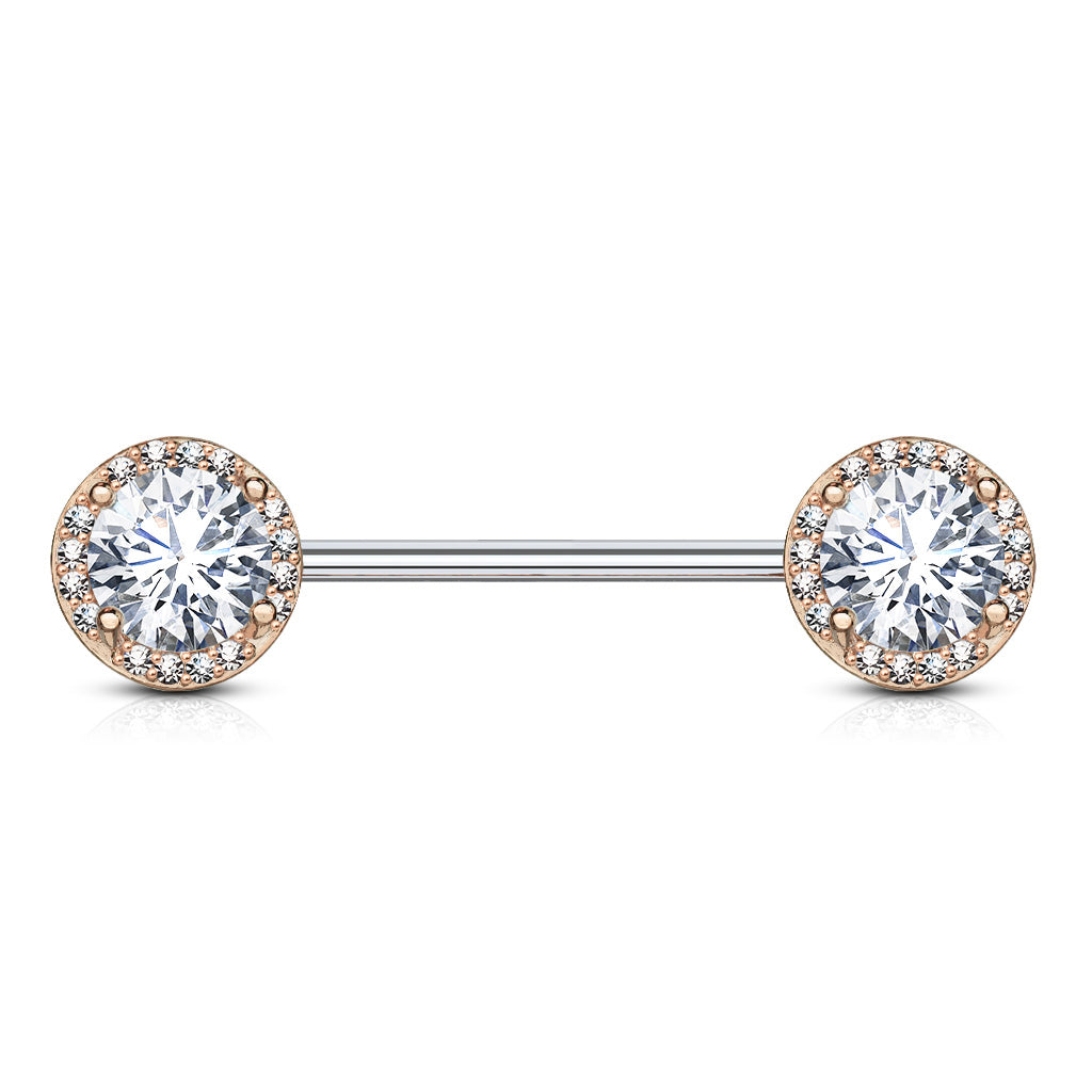 Scallop Set Diamond Nipple Barbell