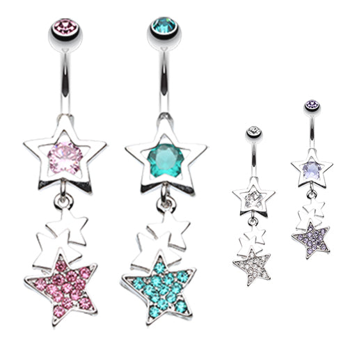 Petite Multi Star Drop Dangly Belly Button Ring – The Belly Ring Shop