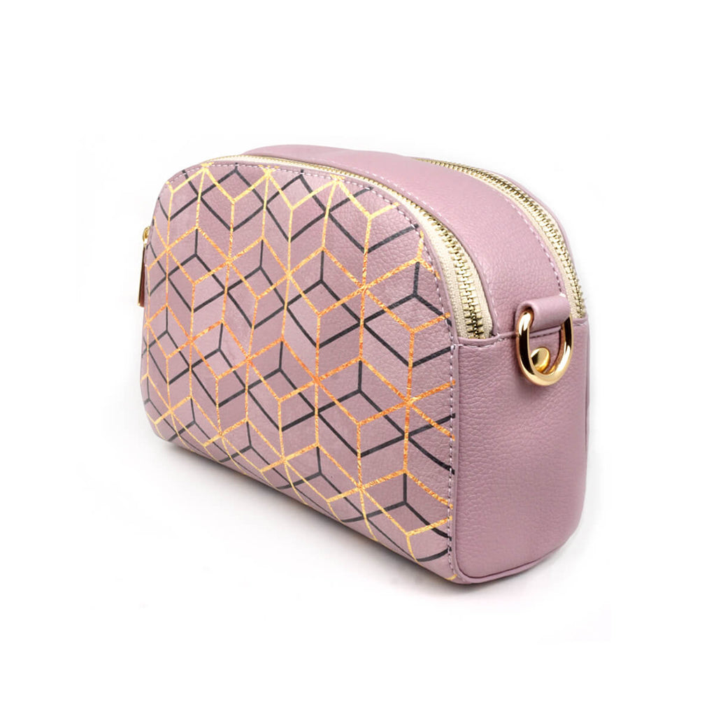 Pretty Geometry- Womens Luxury Geometric Purple Vegan Cross Body Bag – Hetty+Sam