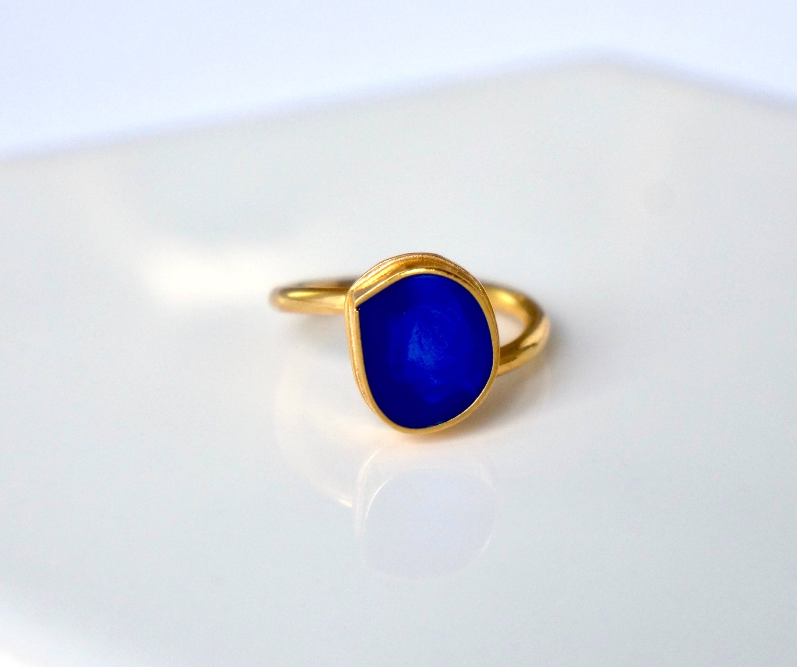 zivanora pepita fearless bypass gold ring lapis blue