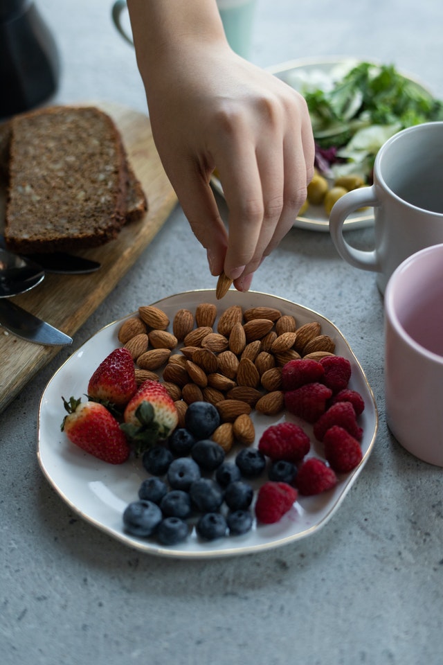 nuts and berries in a bowl